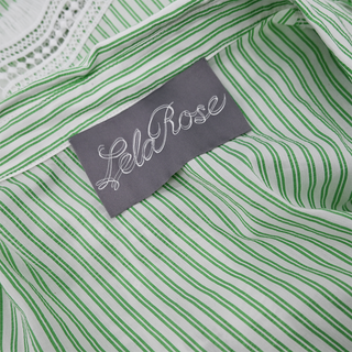 LELA ROSE | Green & White Striped Shirt Dress