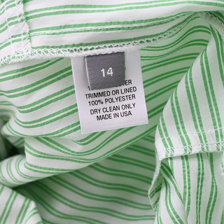 LELA ROSE | Green & White Striped Shirt Dress