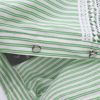 LELA ROSE | Green & White Striped Shirt Dress