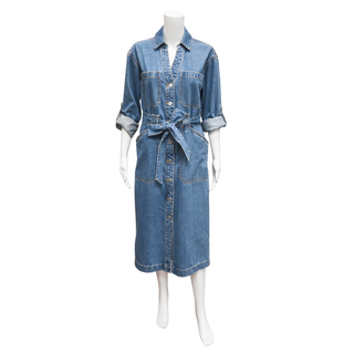 VERONICA BEARD | Evelyn Blue Denim Midi Shirt Dress