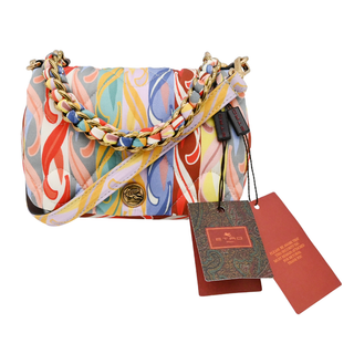 Multicolored Sea-Print Quilted Shoulder Bag