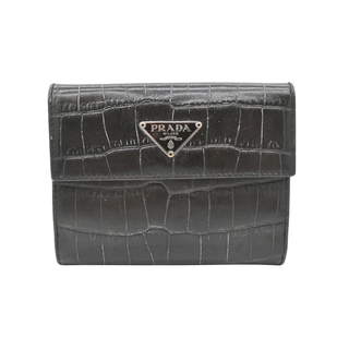 PRADA | Dark Brown Crocodile-Embossed Wallet