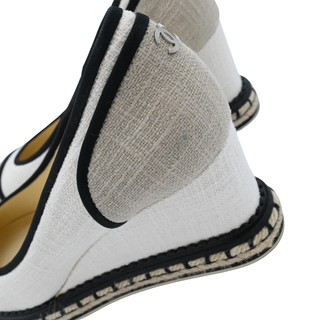 CHANEL | Neutral Woven Wedge Espadrilles