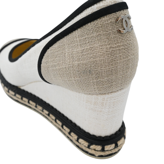 CHANEL | Neutral Woven Wedge Espadrilles