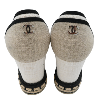 CHANEL | Neutral Woven Wedge Espadrilles