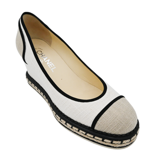 CHANEL | Neutral Woven Wedge Espadrilles
