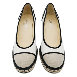 CHANEL | Neutral Woven Wedge Espadrilles