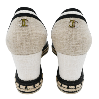 CHANEL | Neutral Woven Wedge Espadrilles