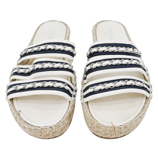 CHANEL | Lambskin Chain Espadrille Slides
