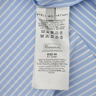 STELLA MCCARTNEY | Light Blue Striped Cold Shoulder Top