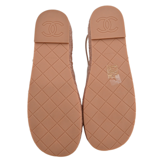 CHANEL | Pink Canvas Strass CC Espadrille Slingback Sandals