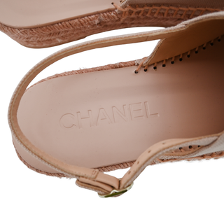 CHANEL | Pink Canvas Strass CC Espadrille Slingback Sandals