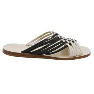 BRUNELLO CUCINELLI | Off-White Woven Leather Monili Slides