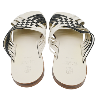 BRUNELLO CUCINELLI | Off-White Woven Leather Monili Slides
