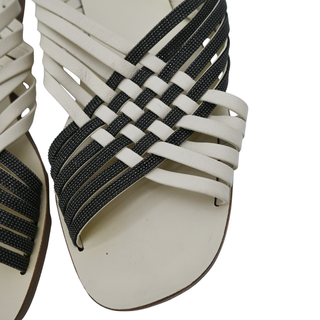 BRUNELLO CUCINELLI | Off-White Woven Leather Monili Slides