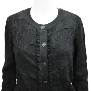 CHANEL | Black Textured Wool Knit Cardigan