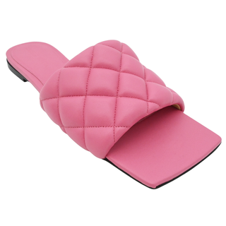 BOTTEGA VENETA | Pink Quilted Padded Leather Slides