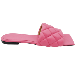 BOTTEGA VENETA | Pink Quilted Padded Leather Slides