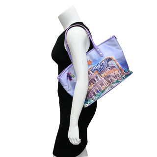 LOVE MOSCHINO | Purple Rome Colosseum Tote Bag
