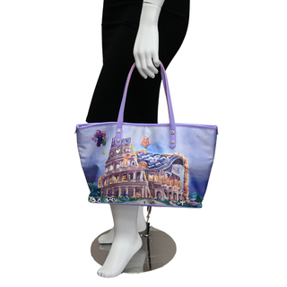 LOVE MOSCHINO | Purple Rome Colosseum Tote Bag