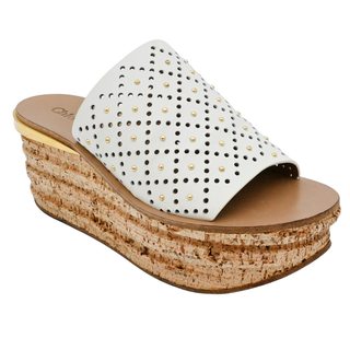 CHLOE | Perforated & Studded Camille Cork Wedges