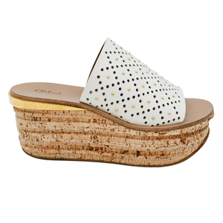 CHLOE | Perforated & Studded Camille Cork Wedges
