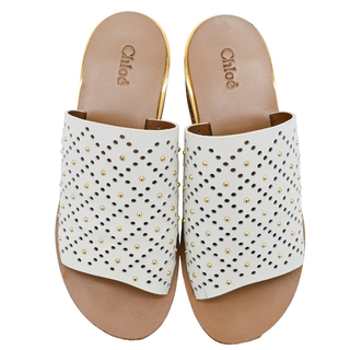 CHLOE | Perforated & Studded Camille Cork Wedges
