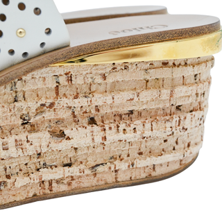 CHLOE | Perforated & Studded Camille Cork Wedges