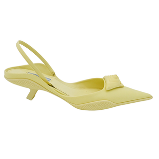 PRADA | Yellow Floral-Triangle Slingback Kitten Heels