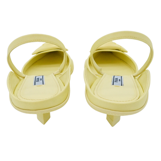 PRADA | Yellow Floral-Triangle Slingback Kitten Heels