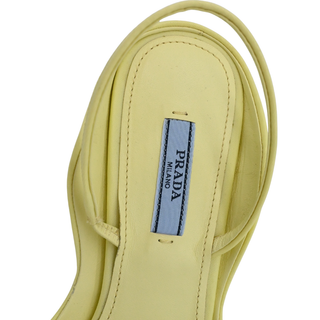 PRADA | Yellow Floral-Triangle Slingback Kitten Heels