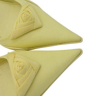 PRADA | Yellow Floral-Triangle Slingback Kitten Heels