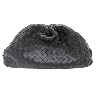 BOTTEGA VENETA | Black Lambskin Intrecciato The Pouch Clutch