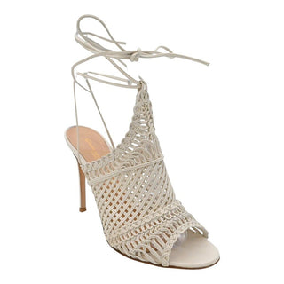 GIANVITO ROSSI | Allyson Ivory Leather Woven Strappy Heels