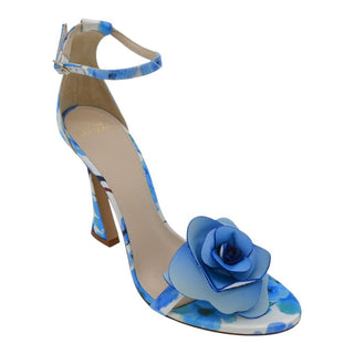 ALEXANDRE BIRMAN | Dahlia Blue Floral Satin Heeled Sandals