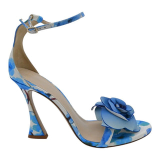 ALEXANDRE BIRMAN | Dahlia Blue Floral Satin Heeled Sandals