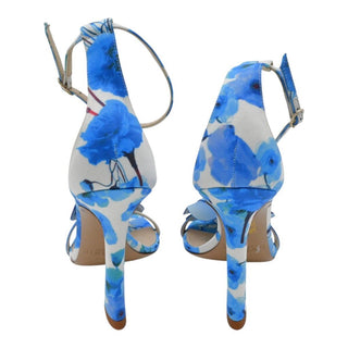 ALEXANDRE BIRMAN | Dahlia Blue Floral Satin Heeled Sandals
