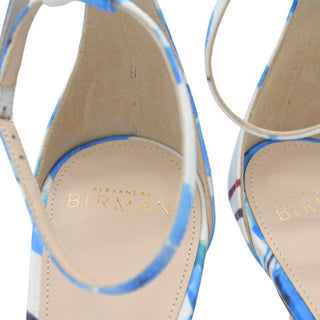 ALEXANDRE BIRMAN | Dahlia Blue Floral Satin Heeled Sandals