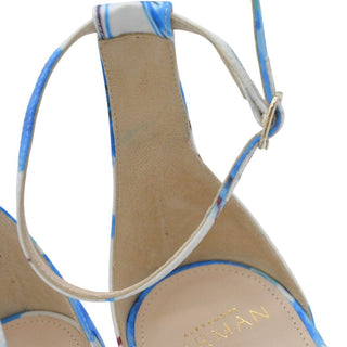 ALEXANDRE BIRMAN | Dahlia Blue Floral Satin Heeled Sandals