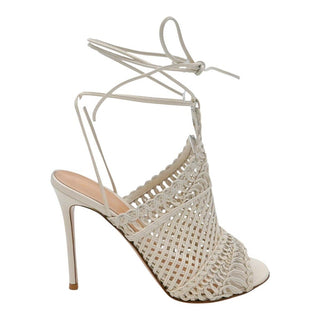 GIANVITO ROSSI | Allyson Ivory Leather Woven Strappy Heels