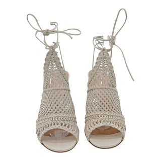 GIANVITO ROSSI | Allyson Ivory Leather Woven Strappy Heels
