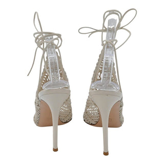 GIANVITO ROSSI | Allyson Ivory Leather Woven Strappy Heels