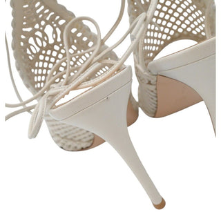 GIANVITO ROSSI | Allyson Ivory Leather Woven Strappy Heels