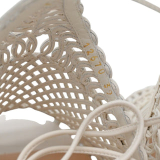 GIANVITO ROSSI | Allyson Ivory Leather Woven Strappy Heels