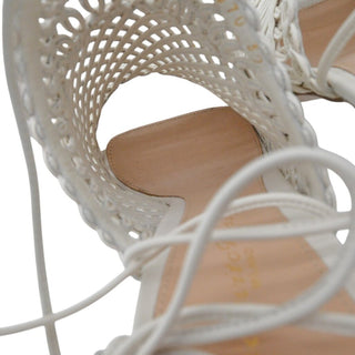 GIANVITO ROSSI | Allyson Ivory Leather Woven Strappy Heels