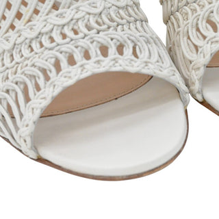 GIANVITO ROSSI | Allyson Ivory Leather Woven Strappy Heels
