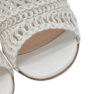 GIANVITO ROSSI | Allyson Ivory Leather Woven Strappy Heels