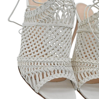 GIANVITO ROSSI | Allyson Ivory Leather Woven Strappy Heels