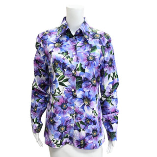 Purple Anemone Floral Button-Down Blouse