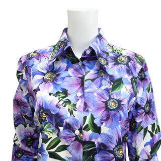 DOLCE & GABBANA | Purple Anemone Floral Button-Down Blouse